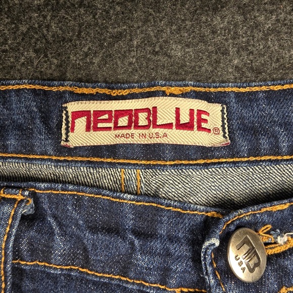 Y2K Neoblue Mens Blue Dark Wash Jeans Straight Leg Denim Made in USA Size 38x27 - Picture 10 of 13